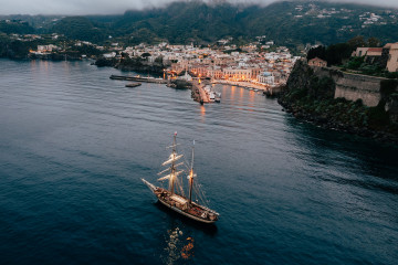 Florette Anchored at night Aeolian Islands